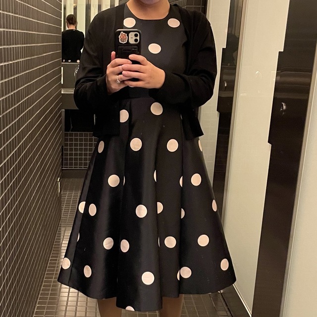 国内正規□ 【良品】kate spade ロングワンピース ドット リボンタイ