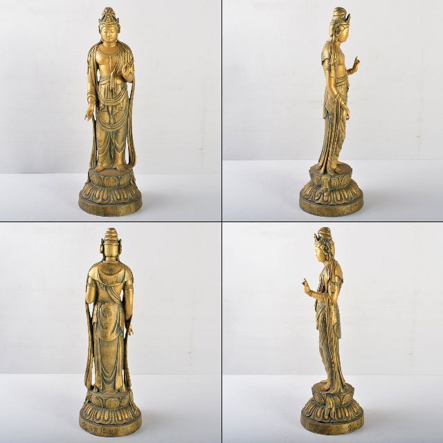 北村西望謹作 銅塗金 聖観世音菩薩像 仏像 87/1000 M R5500 【新品