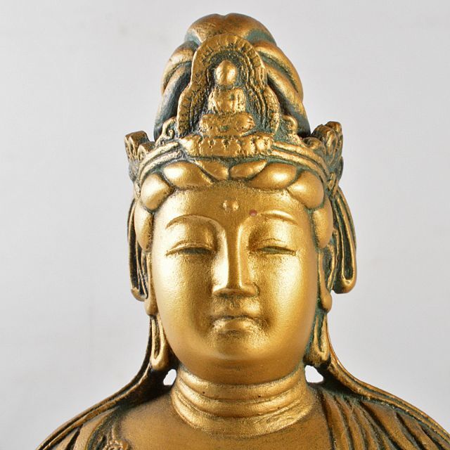 北村西望謹作 銅塗金 聖観世音菩薩像 仏像 87/1000 M R5500 北村西望謹作 銅塗金 聖観世音菩薩像 仏像 87/1000 M R5500
