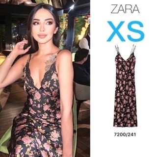 ザラ(ZARA)の本日ラスト❗️ZARA ドレス 花柄 キャミソール ワンピース レース サテン(ロングワンピース/マキシワンピース)