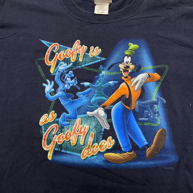 ディズニー DiSNEY グーフィー goofy 半袖 Tシャツ プリント サイズ：2XL ネイビー古着 【中古】