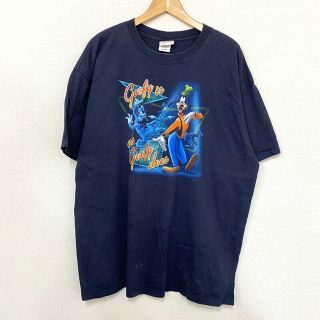 ディズニー(Disney)のディズニー DiSNEY グーフィー goofy 半袖 Tシャツ プリント サイズ：2XL ネイビー古着 【中古】(Tシャツ/カットソー(半袖/袖なし))