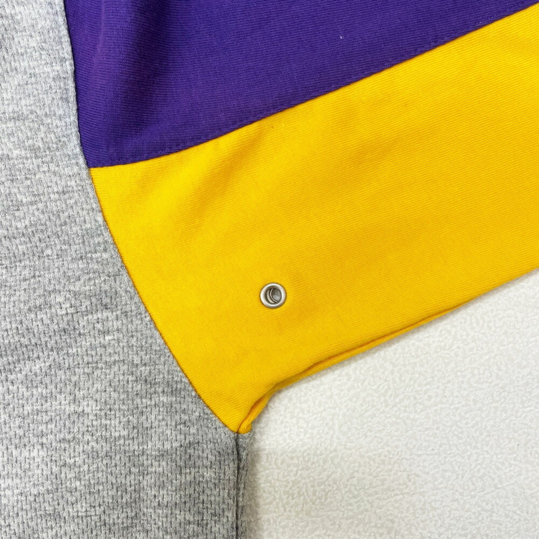 NFL VIKINGS ロンT 切り替え ワッペン 刺繍 ロングスリーブ Tシャツ 長袖 ロゴ サイズ：M グレー×パープル×イエロー古着 【中古】 メンズのトップス(Tシャツ/カットソー(半袖/袖なし))の商品写真