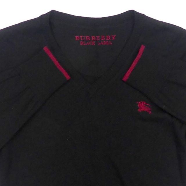 BURBERRY BLACK LABEL(バーバリーブラックレーベル)の廃盤 バーバリー セーター ニット S メンズ 黒 Vネック 刺繍 HN1791 メンズのトップス(ニット/セーター)の商品写真
