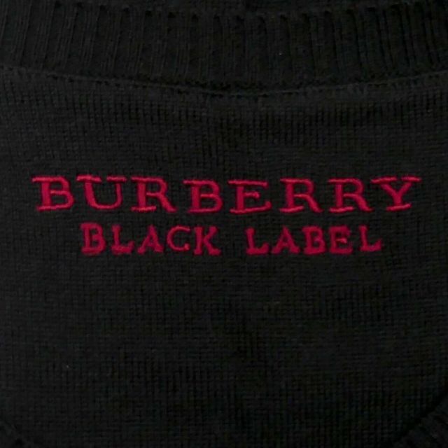 BURBERRY BLACK LABEL(バーバリーブラックレーベル)の廃盤 バーバリー セーター ニット S メンズ 黒 Vネック 刺繍 HN1791 メンズのトップス(ニット/セーター)の商品写真