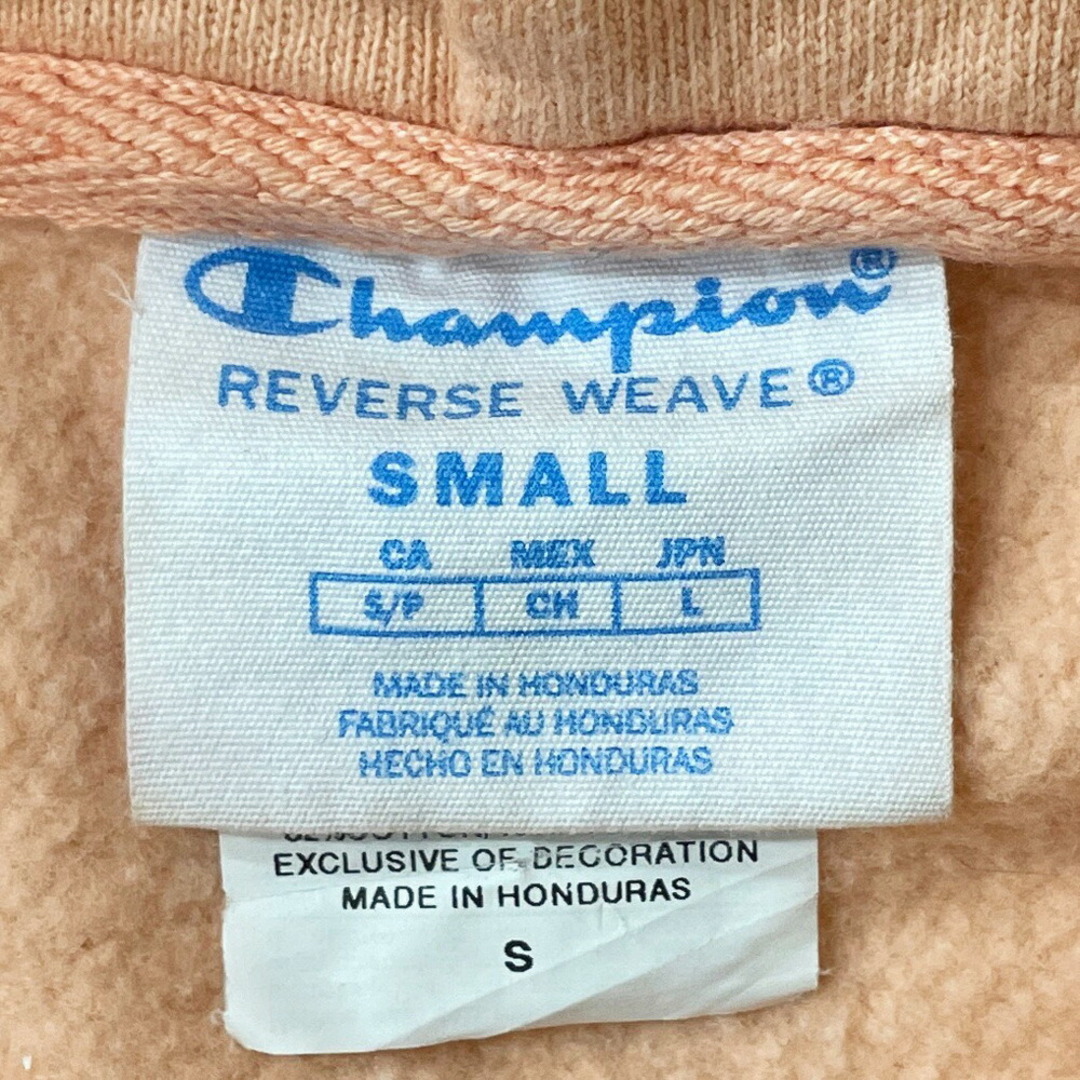 チャンピオン リバースウィーブ Champion REVERSE WEAVE スウェット パーカー フーディー 長袖 プルオーバー ロゴ 刺繍  サイズ：S サーモンピンク 【中古】