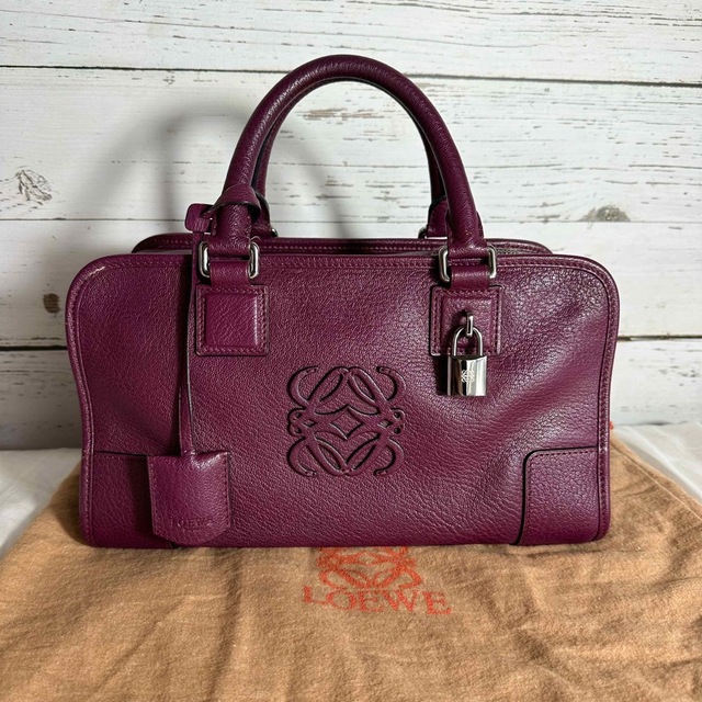LOEWE アマソナ28 ボルドー ハンドバッグ 極美品 パープル