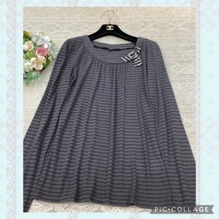 マックスマーラ(Max Mara)の💓　マックスマーラ  ウイークエンド　ボーダーカットソー　チャコールグレー　M(カットソー(長袖/七分))