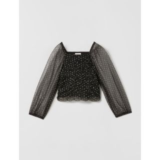 ザラキッズ(ZARA KIDS)のZARAKIDSザラキッズ*シャイニーチュールトップス*ブラック*164(ブラウス)