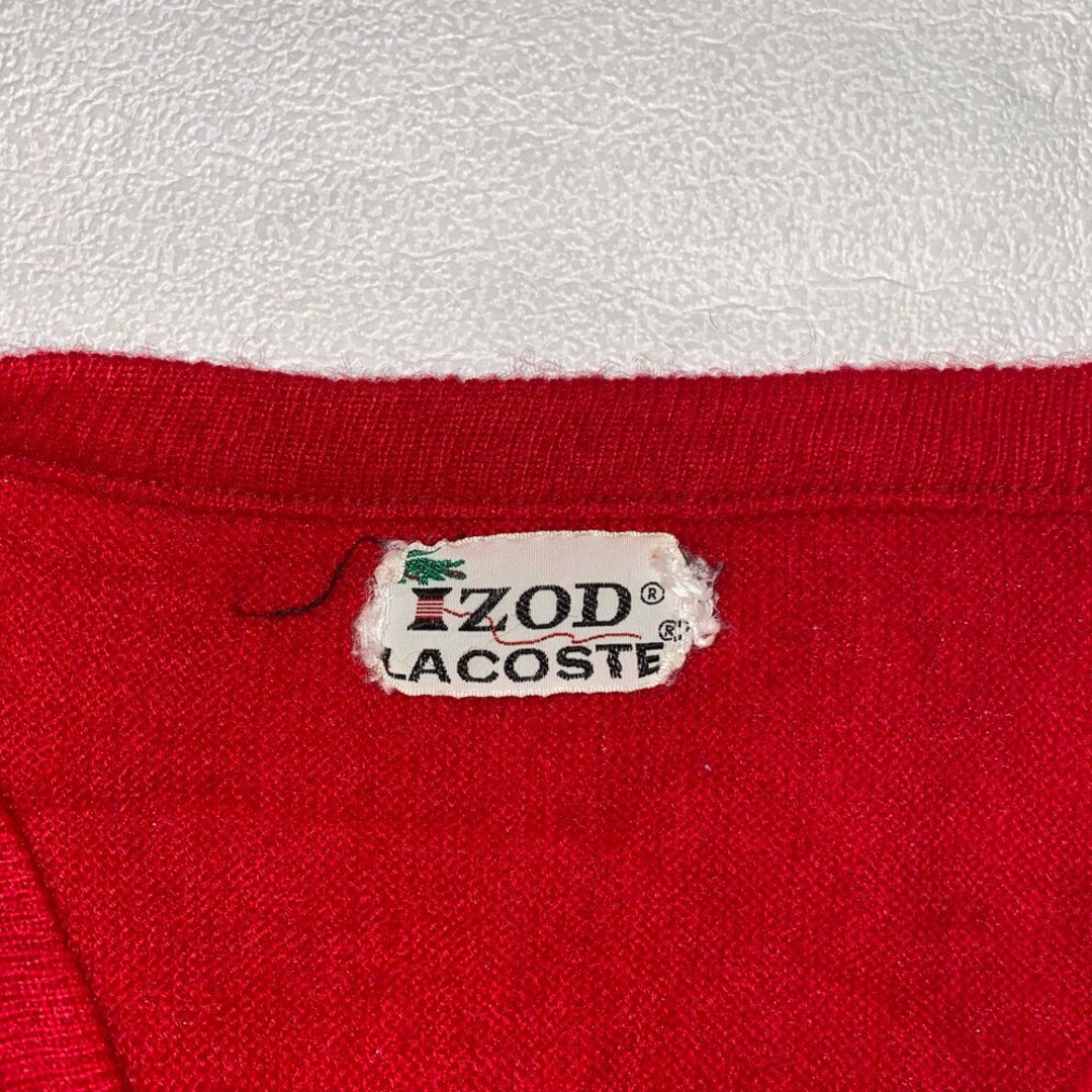 70’s アイゾッド ラコステ IZOD LACOSTE アクリル ニット セーター Vネック 無地 レッド サイズ：M位 2