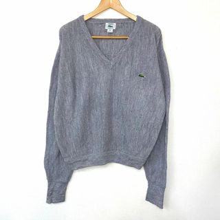 ラコステ(LACOSTE)の80～90’s アイゾッド ラコステ IZOD LACOSTE アクリル ニット セーター Vネック 無地 MADE IN USA グレー サイズ：M古着 【中古】(ニット/セーター)