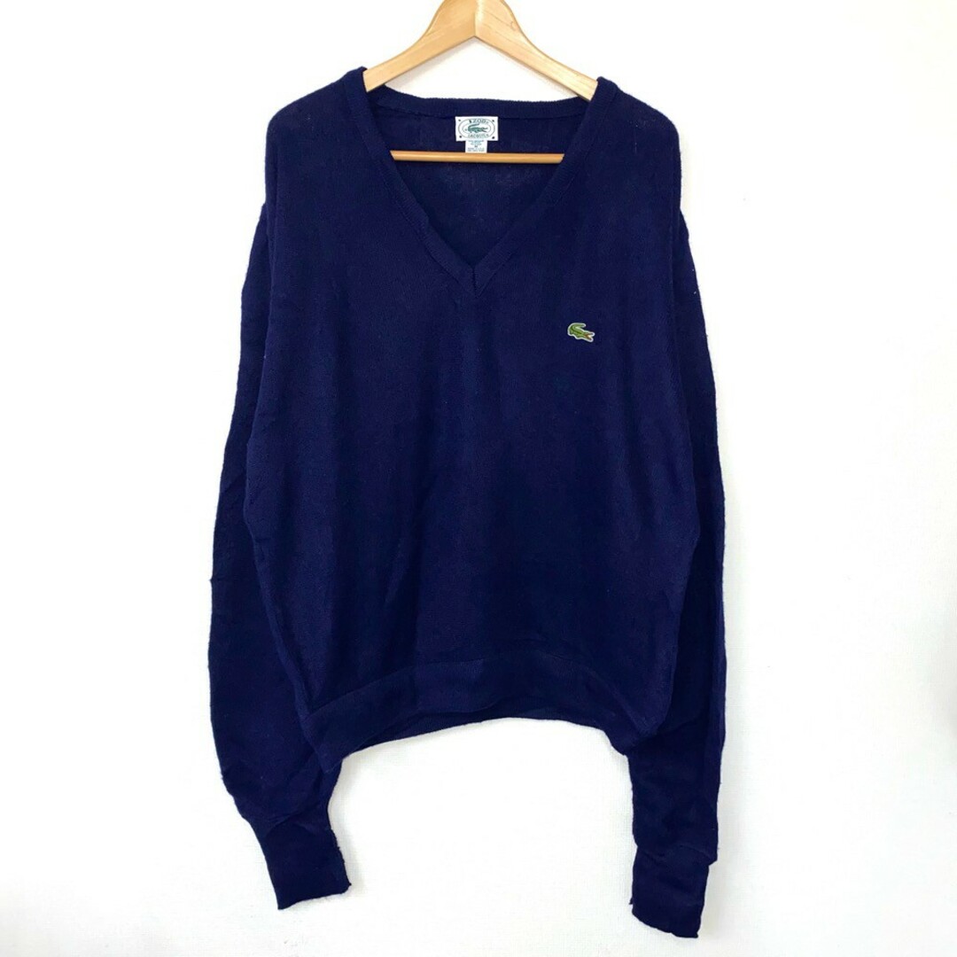 80～90’s アイゾッド ラコステ IZOD LACOSTE アクリル ニット セーター Vネック 無地 MADE IN USA ネイビー  サイズ：M古着 【中古】 | フリマアプリ ラクマ