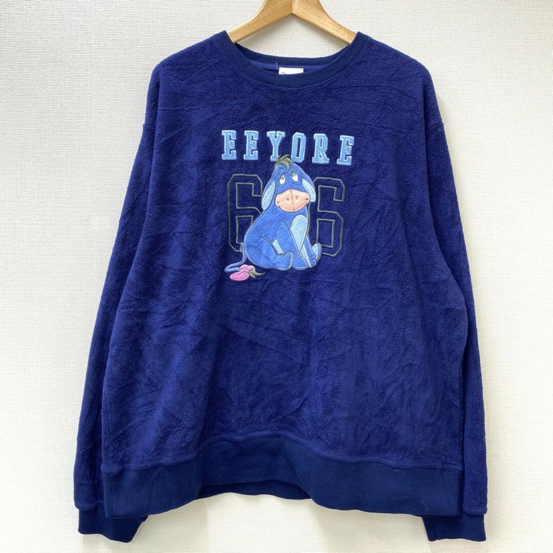 ディズニー DISNEY store プルオーバー フリース トレーナー くまのプーさん EEYORE 刺繍 長袖 サイズ：L ネイビー