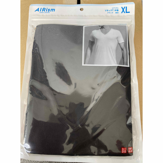 ユニクロ(UNIQLO)のxl エアリズムvネックT 黒　Black(Tシャツ/カットソー(半袖/袖なし))