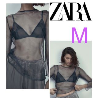 ザラ(ZARA)の高級 ZARA プレミアム シースルー ブラウス チュール インナー M(シャツ/ブラウス(長袖/七分))