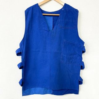 mellow オリジナル リメイク フランス軍 モチーフ ユーロワーク ガオベスト Euro Work GAO Vest ワンポイント 刺繍 サイズ：MEN'S M位 ブルー古着 【中古】(ベスト)