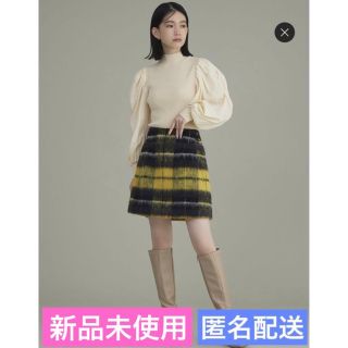 リリーブラウン(Lily Brown)の新品未使用　匿名配送　【宮脇咲良さん着用】wool混ボックスチェックミニスカート(ミニスカート)