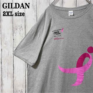 ギルタン(GILDAN)の超ビッグ‼︎ 2XL オーバーサイズ バックプリント グレー ユニセックス 古着(Tシャツ/カットソー(半袖/袖なし))