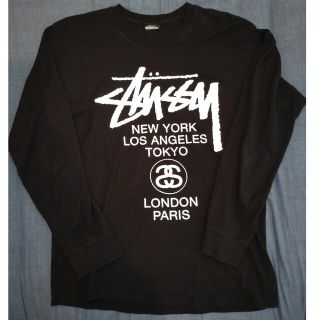 ステューシー(STUSSY)のステューシー　M  　ロンT  　ブラック　stussy(Tシャツ/カットソー(七分/長袖))