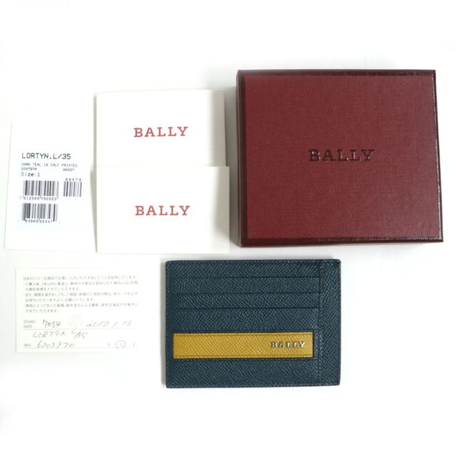 Bally(バリー)の未使用品▼BALLY バリー LORTYN ロゴ金具付き レザー カードケース/パスケース グリーン×黄土色 メンズ イタリア製 箱付き メンズのファッション小物(名刺入れ/定期入れ)の商品写真