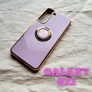 Galaxy S22 ケース スマホ 黒 リング付 ギャラクシー おしゃれ 韓国(Androidケース)