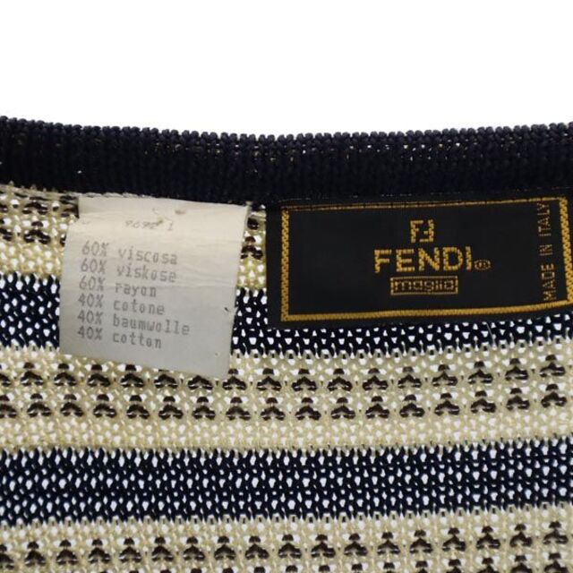 FENDI - フェンディ イタリア製 ボーダー ニットカーディガン 42 茶系