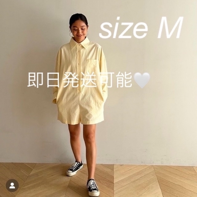 searoomlynn♡OXFORDシャツロンパース　イエロー　size M