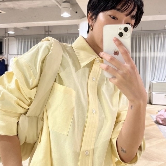トップシークレット searoomlynn♡OXFORDシャツロンパース イエロー