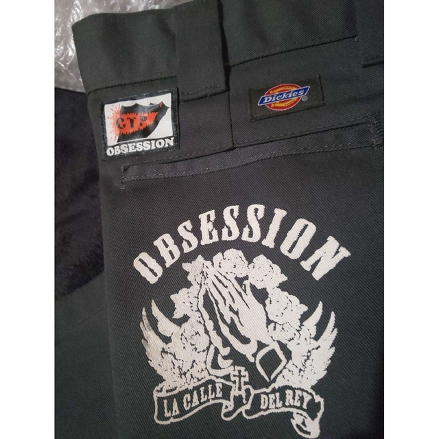 チャコールサイズDickies 873 ワーク パンツ 34×32 プレイングハンド 祈り 薔薇