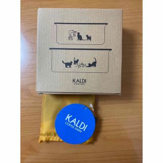 カルディ(KALDI)のKALDI カルディ　猫の日2023 ホーローコンテナ2個セット　エコバッグ付き(容器)