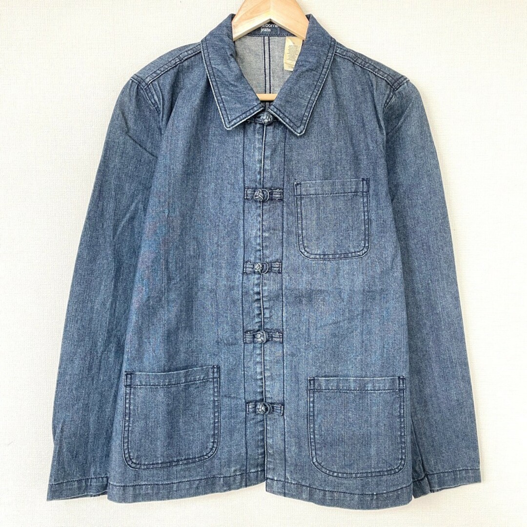 liz claiborne jeans デニム チャイナシャツ 長袖 サイズ：M インディゴ