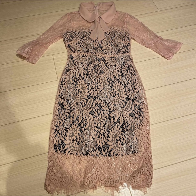 dazzy store(デイジーストア)のフラワー総レース襟付き五分丈袖タイトミニドレス レディースのフォーマル/ドレス(ナイトドレス)の商品写真