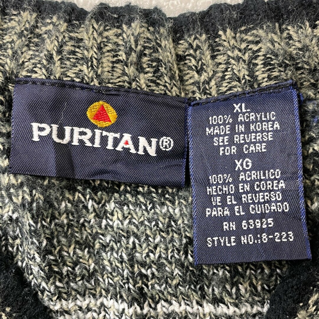 PURITAN アクリルニット セーター 総柄 クルーネック ロングスリーブ