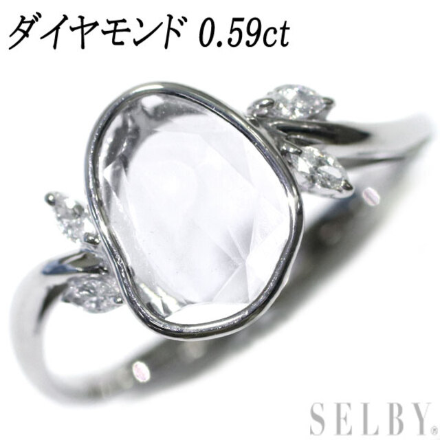 お気に入り】 K18WG スライスカット/マーキスカット 0.59ct リング