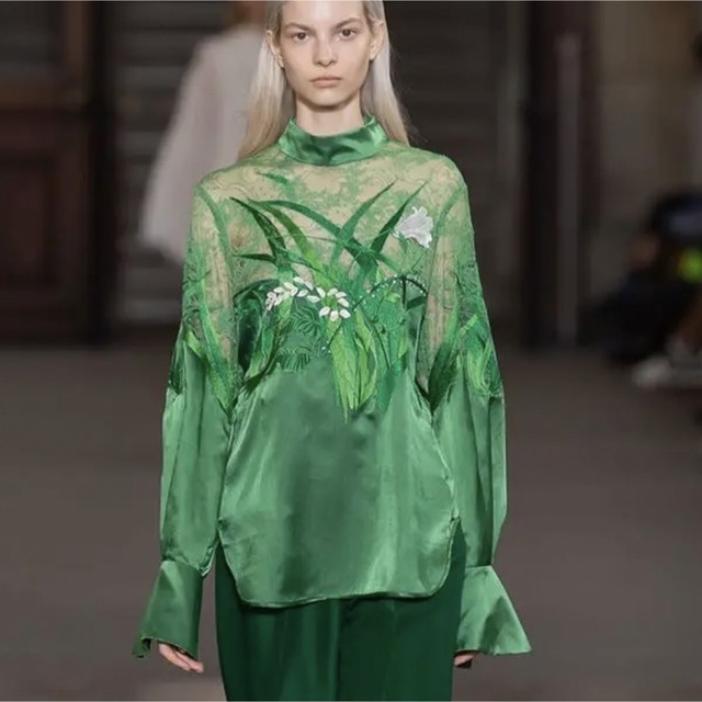 国内在庫】 mame - botanical embroidery leaver lace blouse シャツ