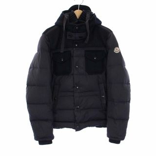 モンクレール(MONCLER)のMONCLER LEBLOND ダウンジャケット ニット 切替 フード 0 黒(ダウンジャケット)