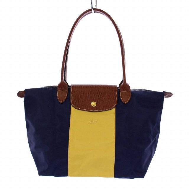 LONGCHAMP(ロンシャン)のロンシャン ル プリアージュ トートバッグ ハンドバッグ バイカラー 紺 黄色 レディースのバッグ(トートバッグ)の商品写真