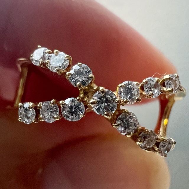 k18 ダイヤモンドリング 0.28ct デザインリング お洒落 18金 【2022春