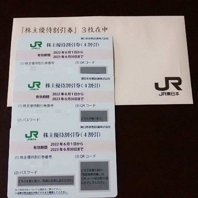 たけ様専用】JR東日本 株主優待割引券(4割引)3枚+株主サービス券