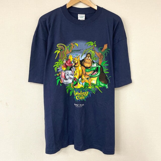 レインフォレスト カフェ Rainforest Cafe Tシャツ 半袖 プリント サイズ：XL ネイビー Deadstock デッドストック メンズのトップス(Tシャツ/カットソー(半袖/袖なし))の商品写真