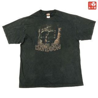 ハーレー ダビッドソン HARLEY-DAVIDSON Tシャツ 半袖 両面プリント スカル MADE IN U.S.A　サイズ：XL　ブラック 【中古】(Tシャツ/カットソー(半袖/袖なし))