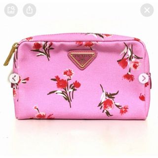 プラダ(PRADA)のPRADA プラダ　ポーチ　新品　花柄　ピンク(ポーチ)