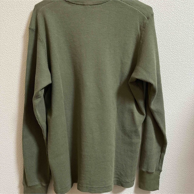 UNIQLO(ユニクロ)のユニクロ UNIQLO ワッフルクルーネックT 長袖 メンズS カーキオリーブ緑 メンズのトップス(Tシャツ/カットソー(七分/長袖))の商品写真