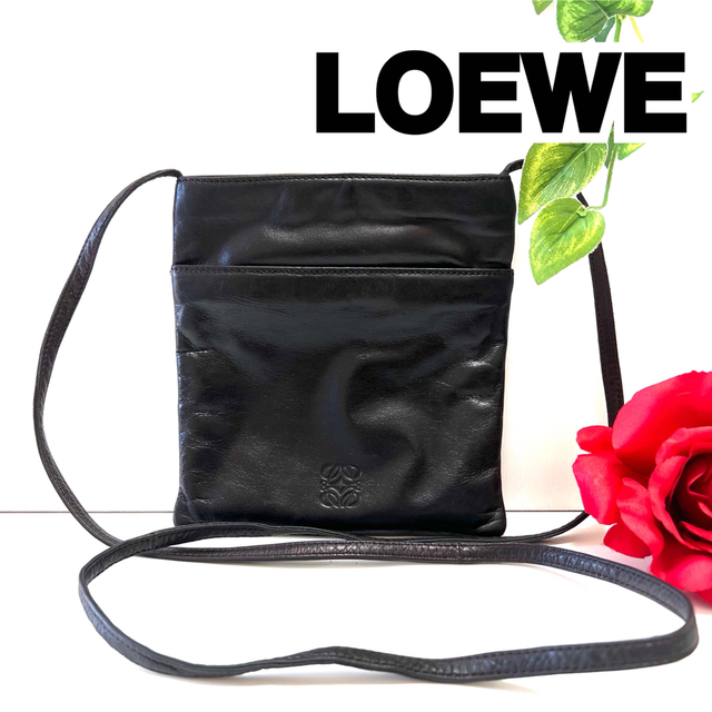 LOEWE ロエベ ショルダーバッグ ポシェット レザー ブラック サコッシュ-