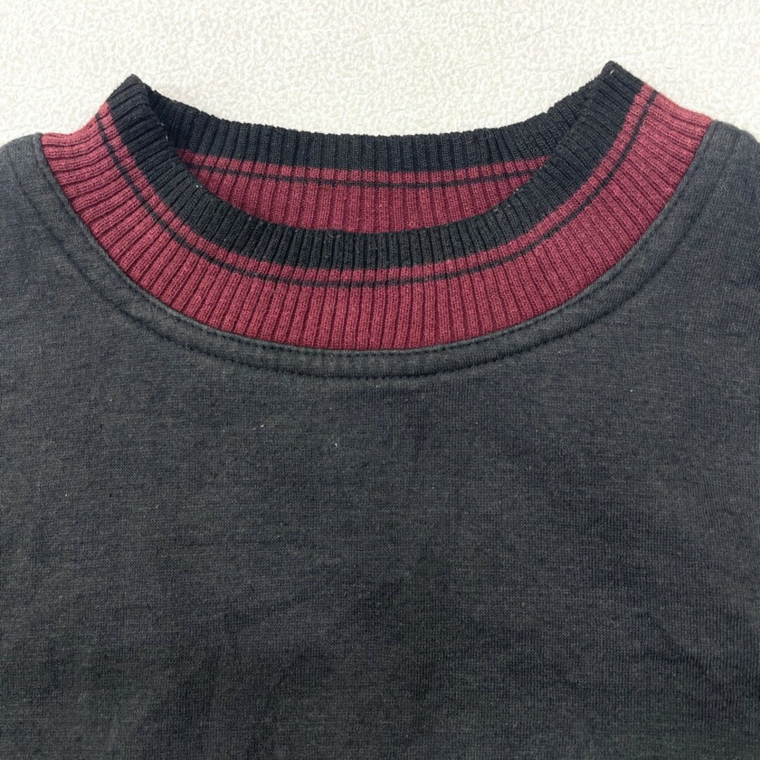 BUGLE BOY CO. スウェット シャツ モックネック プルオーバー トレーナー ロゴ 刺繍 長袖 サイズ：XL ブラック×エンジ 【中古】