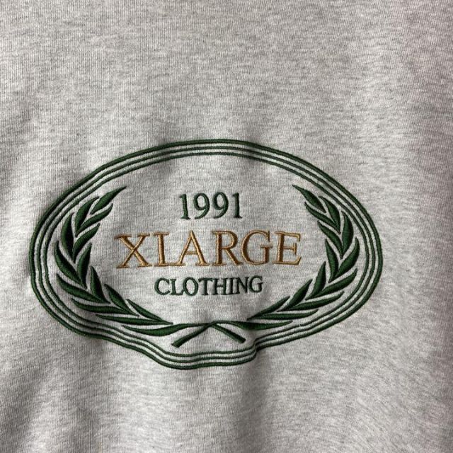 可愛いリブライン◎】X-LARGEスウェット古着ビッグ刺繍ロゴ霜降り