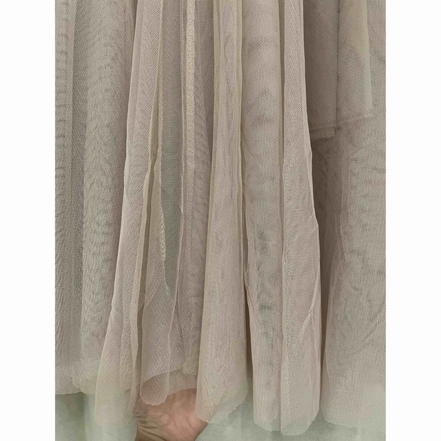 ボリュームチュールスカート ピンクベージュ レディースのスカート(ロングスカート)の商品写真