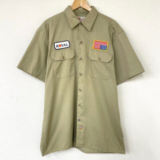 ディッキーズ(Dickies)のディッキーズ Dickies ワークシャツ 半袖 ワッペン 星条旗 サイズ：L カーキ 【中古】(シャツ)