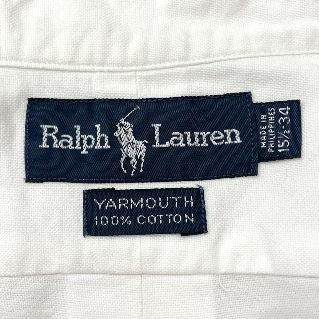 Ralph Lauren(ラルフローレン)のラルフローレン Ralph Lauren ボタンダウン オックスフォード シャツ ロングスリーブ ロゴ ワンポイント 刺繍 長袖 無地 サイズ：15 1/2-34 ホワイト 【中古】YARMOUTH メンズのトップス(シャツ)の商品写真