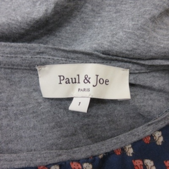 PAUL & JOE(ポールアンドジョー)のポール＆ジョー ミニワンピース 半袖 切替 絹 シルク 1 紺 ネイビー グレー レディースのワンピース(ミニワンピース)の商品写真
